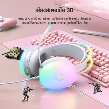 หูฟังเกมมิ่ง ONIKUMA X25 RGB GAMING HEADSET - สีขาว (3.5)_5